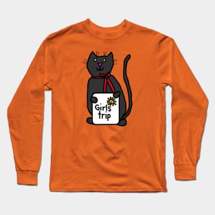 Cute Black Cat goes on Girls Trip Long Sleeve T-Shirt